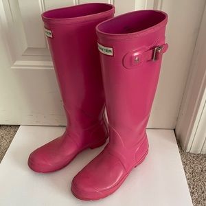 Hunter 6 Original Gloss Tall Rain Boots Pink